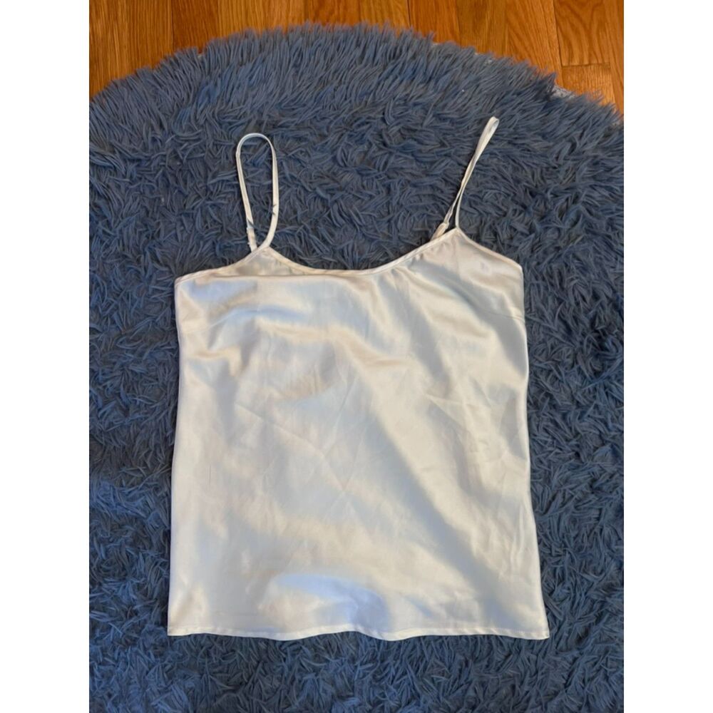 MM Couture Miss Me Pearly White Silky Satin Cami Top Size M